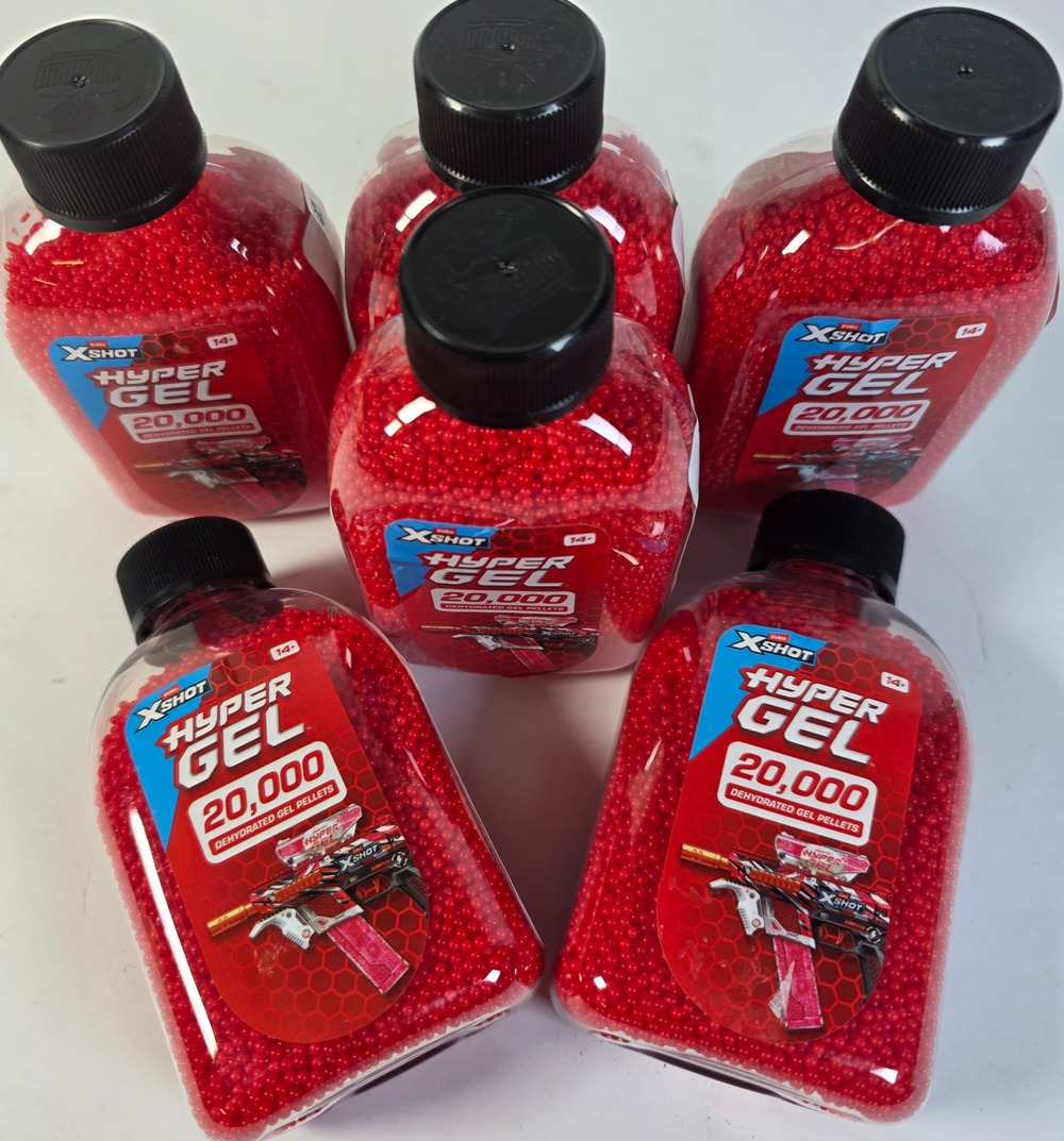 Lot of 6 ZURU X-Shot Hyper Gel 20,000 Pellet Refills Red 120,000 Total New